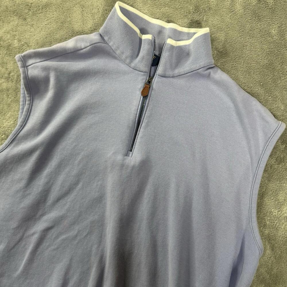Polo Ralph Lauren Mens Zip Sweater Vest Large 1/4 Cotton Purple Golf Athleisure